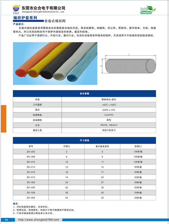 黑色自卷式編織網管